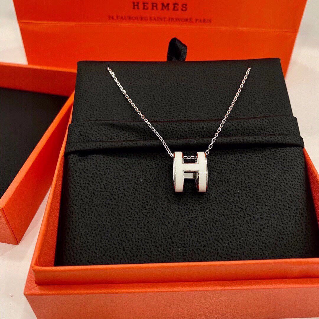18K Mini Pop Hermes White Necklace