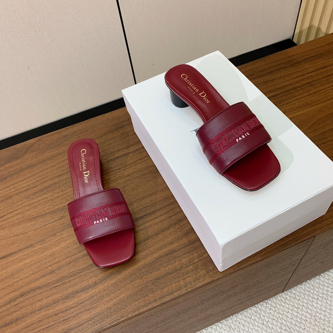 DIOR 25S HIGH-HEEL SANDALS 40 MM IN DARK RED CALFSKIN