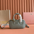 MIUMIU 26S ARCADIE BAG 19 IN SAGE GRAY CALFSKIN GOLD HARDWARE
