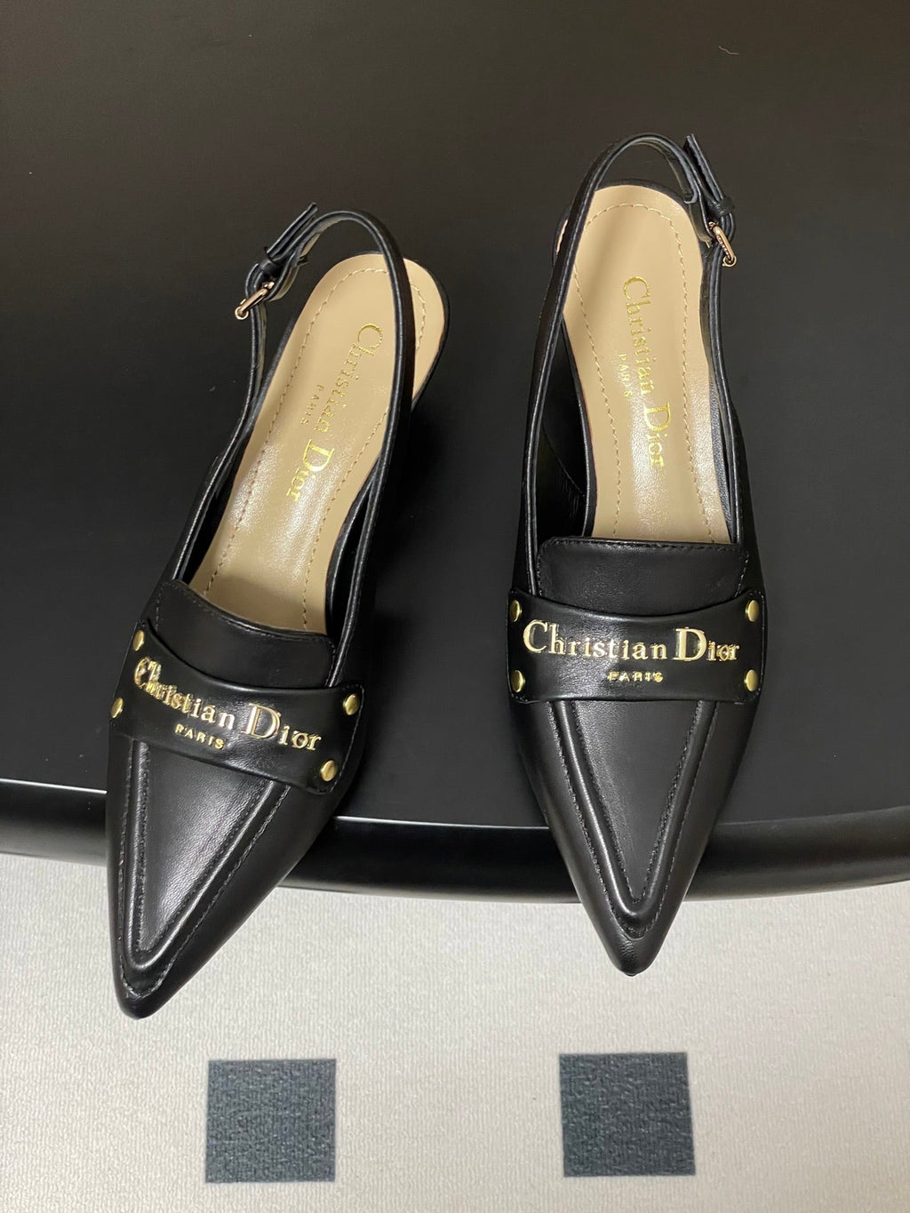 DIOR 25S BOY SLINGBACK HIGH HEELS 50 MM IN BLACK LAMBSKIN