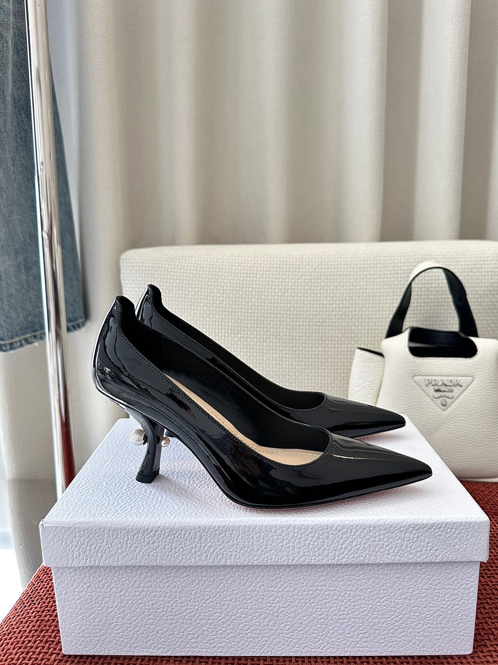 DIOR TRIBALES HIGH HEELS 80 MM 25S IN BLACK GLOSSY LEATHER