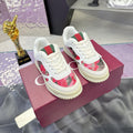 GUCCI 26S SNEAKER IN WHITE AND RED CALFSKIN