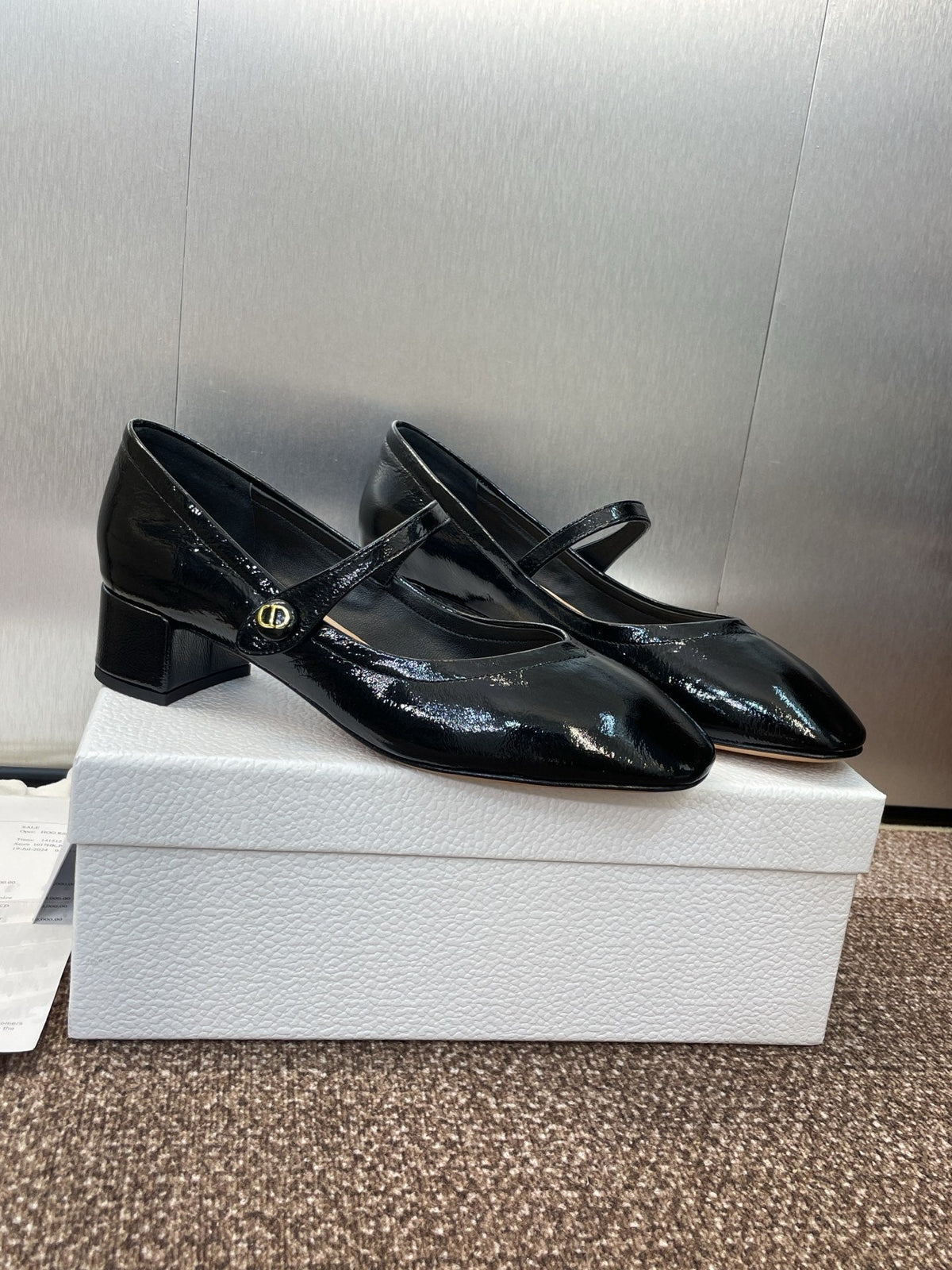 DIOR 25S ROUND-TOE MARY JANE BALLET FLATS IN BLACK CALFSKIN