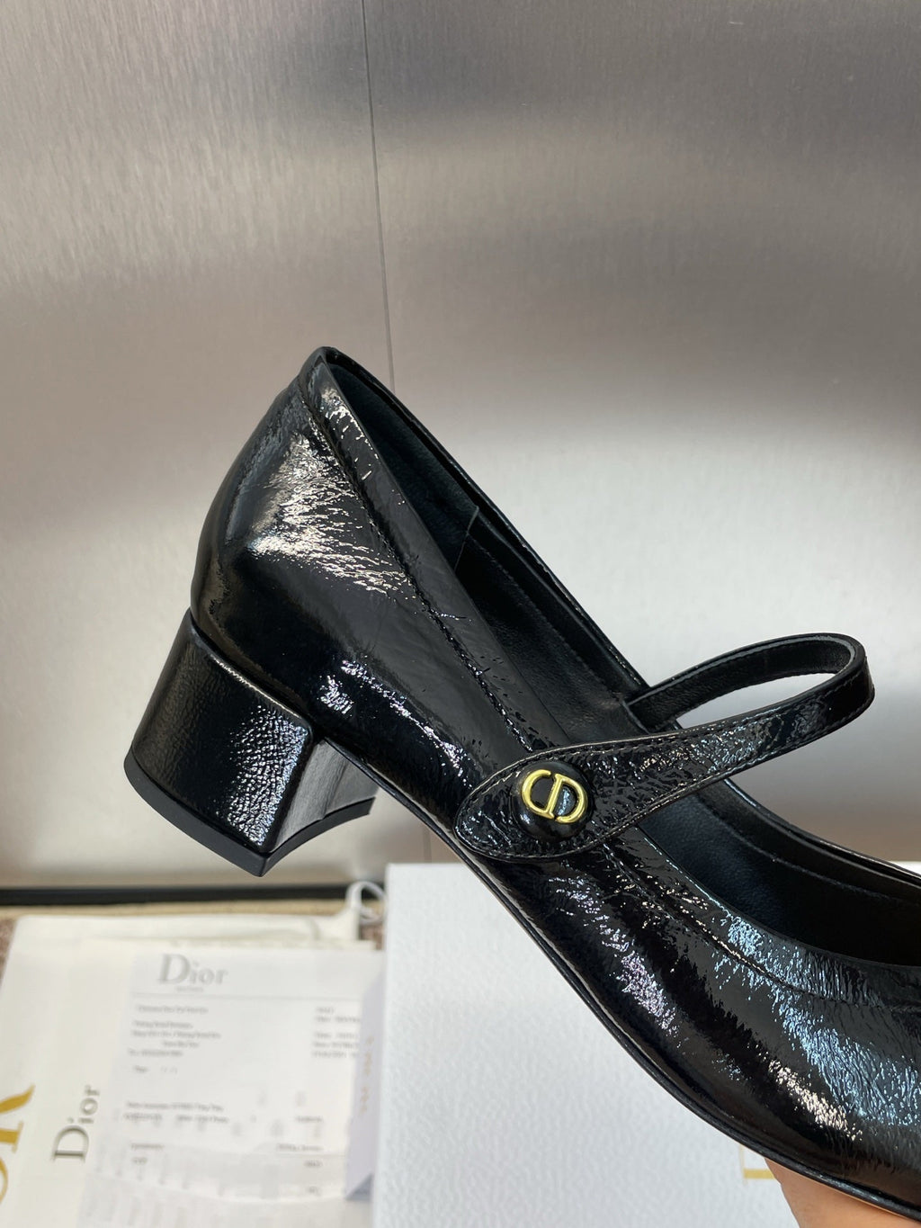 DIOR 25S ROUND-TOE MARY JANE BALLET FLATS IN BLACK CALFSKIN