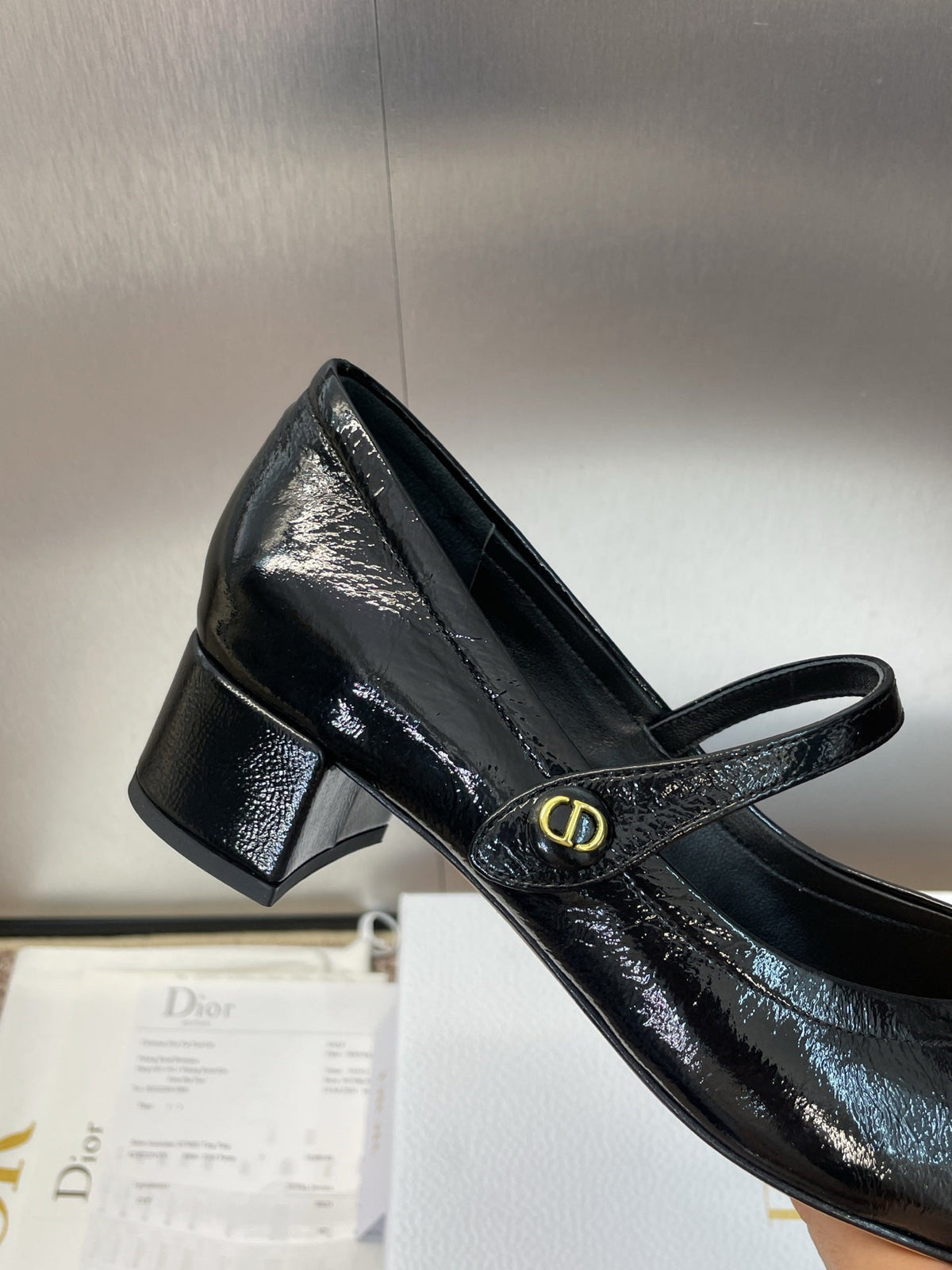 DIOR 25S ROUND-TOE MARY JANE BALLET FLATS IN BLACK CALFSKIN